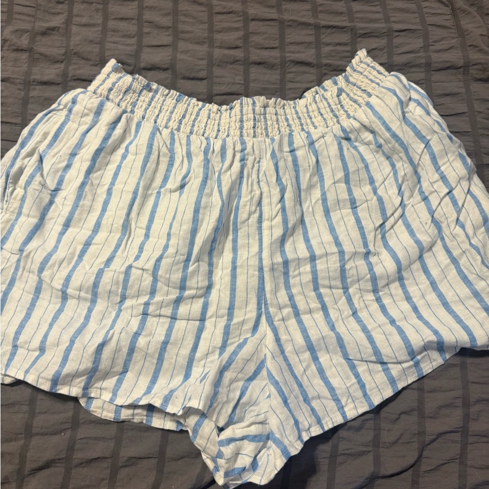 Aerie Blue and White Striped Shorts